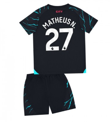 Manchester City Matheus Nunes #27 Kolmas Pelipaita Lasten 2023-24 Lyhyet Hihat (+ Lyhyet housut)